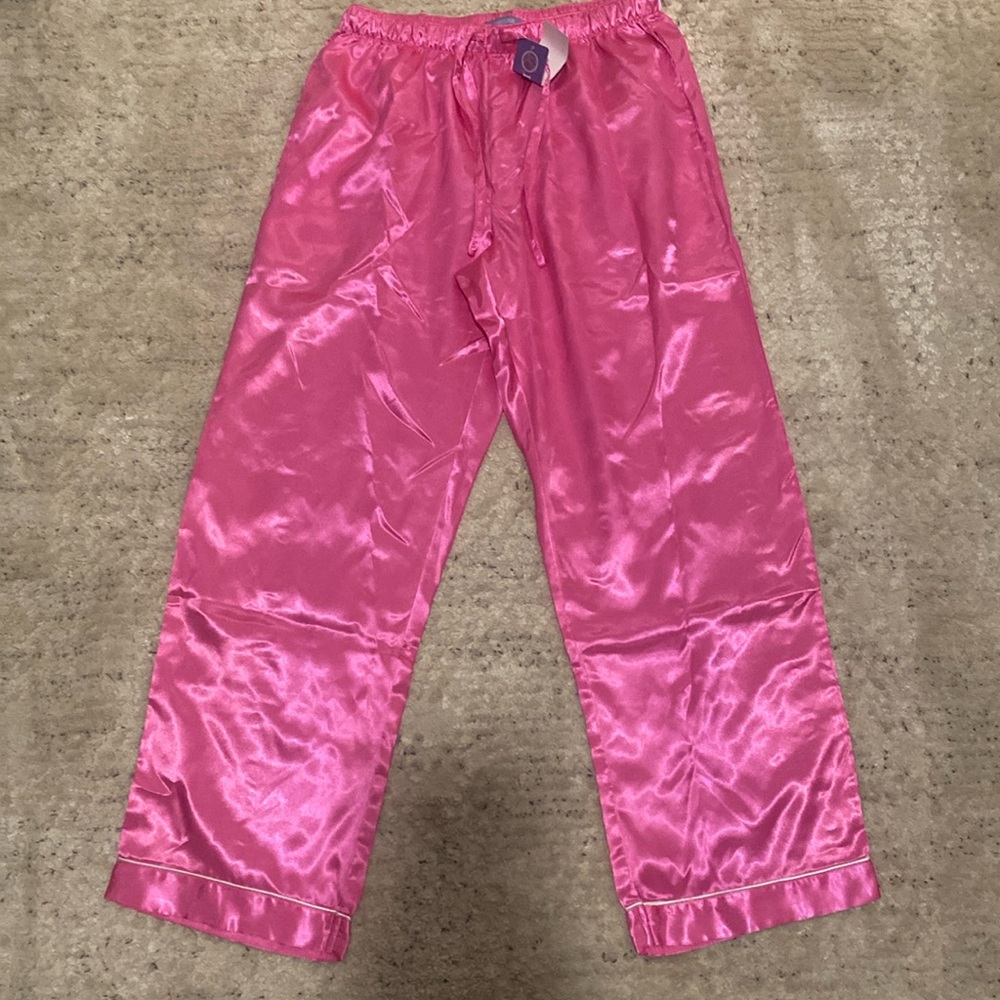 NWT. Pink satin pajama pants.